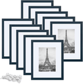 upsimples 8.5x11 Picture Frame Set of 10,Display Pictures 6x8 with Mat or 8.5x11 Without Mat,Multi Photo Frames Collage for Wall or Tabletop Display,Black Home & Garden > Decor > Picture Frames upsimples Navy Blue 8x10 