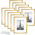 upsimples 8.5x11 Picture Frame Set of 10,Display Pictures 6x8 with Mat or 8.5x11 Without Mat,Multi Photo Frames Collage for Wall or Tabletop Display,Black Home & Garden > Decor > Picture Frames upsimples Gold 8x10 