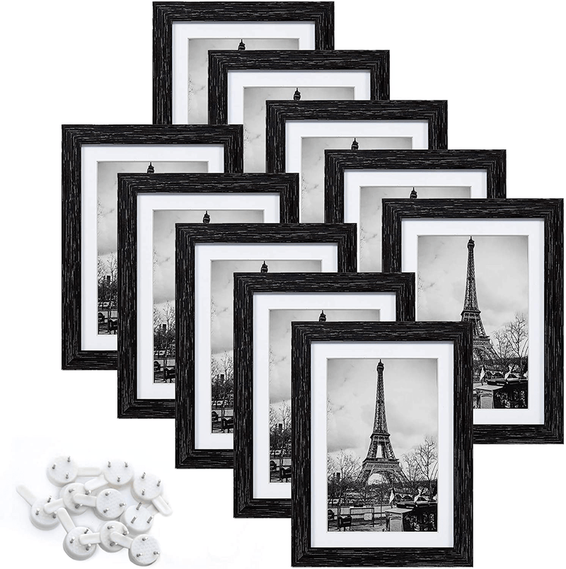 upsimples 8.5x11 Picture Frame Set of 10,Display Pictures 6x8 with Mat or 8.5x11 Without Mat,Multi Photo Frames Collage for Wall or Tabletop Display,Black Home & Garden > Decor > Picture Frames upsimples Distressed Black 5x7 