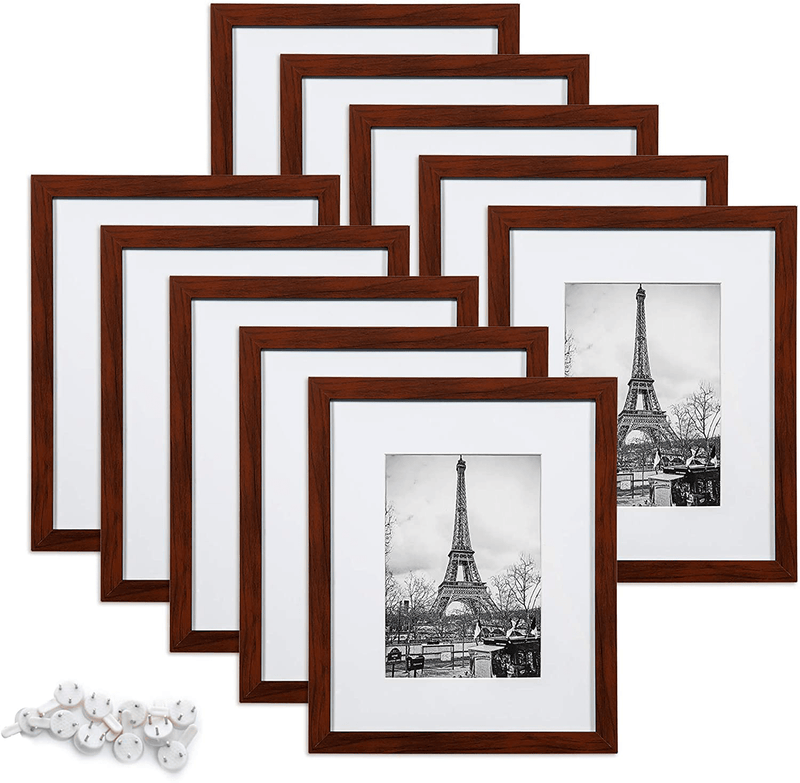 upsimples 8.5x11 Picture Frame Set of 10,Display Pictures 6x8 with Mat or 8.5x11 Without Mat,Multi Photo Frames Collage for Wall or Tabletop Display,Black Home & Garden > Decor > Picture Frames upsimples Mahogany 8x10 