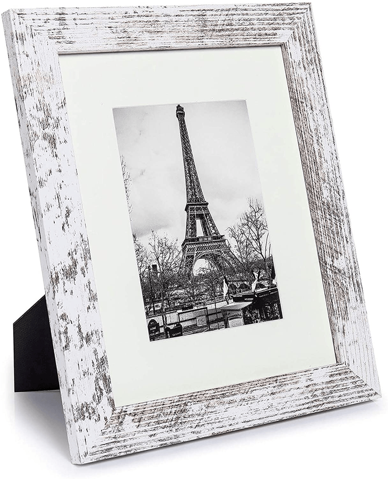 upsimples 8x10 Picture Frame Distressed White with Real Glass,Display Pictures 5x7 with Mat or 8x10 Without Mat,Multi Photo Frames Collage for Wall or Tabletop Display,Set of 6 Home & Garden > Decor > Picture Frames upsimples   