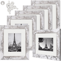 upsimples 8x10 Picture Frame Distressed White with Real Glass,Display Pictures 5x7 with Mat or 8x10 Without Mat,Multi Photo Frames Collage for Wall or Tabletop Display,Set of 6 Home & Garden > Decor > Picture Frames upsimples Distressed White 8x10 