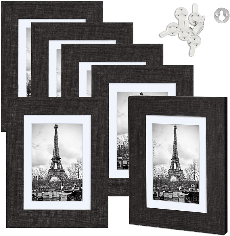 upsimples 8x10 Picture Frame Distressed White with Real Glass,Display Pictures 5x7 with Mat or 8x10 Without Mat,Multi Photo Frames Collage for Wall or Tabletop Display,Set of 6 Home & Garden > Decor > Picture Frames upsimples Distressed Black 4x6 