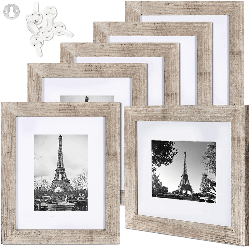 upsimples 8x10 Picture Frame Distressed White with Real Glass,Display Pictures 5x7 with Mat or 8x10 Without Mat,Multi Photo Frames Collage for Wall or Tabletop Display,Set of 6 Home & Garden > Decor > Picture Frames upsimples Distressed Burlywood 8.5x11 