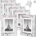 Upsimples 8X10 Picture Frame Distressed White with Real Glass, Display Pictures 5X7 with Mat or 8X10 without Mat, Multi Photo Frames Collage for Wall or Tabletop Display, Set of 6 Home & Garden > Decor > Picture Frames upsimples Distressed White 5x7 