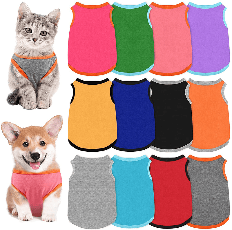 URATOT 12 Pieces Dog Shirts Pure Color Pet T Shirt Dog Outfit Soft and Breathable Pet Puppy Blank Clothes for Cats and Dogs, Size Small