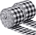 URATOT 2 Rolls White and Black Plaid Burlap Ribbon Wired Ribbon Christmas Wrapping Ribbon for Christmas Crafts Decoration, Floral Bows Craft, 788 by 2.5 Inches Home & Garden > Decor > Seasonal & Holiday Decorations& Garden > Decor > Seasonal & Holiday Decorations URATOT White and Black Plaid 6.3cm x 10m 