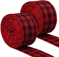 URATOT 2 Rolls White and Black Plaid Burlap Ribbon Wired Ribbon Christmas Wrapping Ribbon for Christmas Crafts Decoration, Floral Bows Craft, 788 by 2.5 Inches Home & Garden > Decor > Seasonal & Holiday Decorations& Garden > Decor > Seasonal & Holiday Decorations URATOT Red and Black Plaid 5cm x 6m 