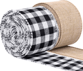 URATOT 2 Rolls White and Black Plaid Burlap Ribbon Wired Ribbon Christmas Wrapping Ribbon for Christmas Crafts Decoration, Floral Bows Craft, 788 by 2.5 Inches Home & Garden > Decor > Seasonal & Holiday Decorations& Garden > Decor > Seasonal & Holiday Decorations URATOT Tan, White and Black Plaid 6.3cm x 6m 