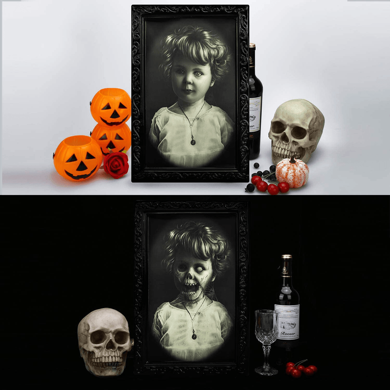 URATOT 4 Pack Halloween Decoration Spooky Photo Frame Horror Portrait Picture Frame 3D Changing Face Wall Decoration Haunted House Scary Decoration for Halloween, Home, Party Decor Arts & Entertainment > Party & Celebration > Party Supplies URATOT   