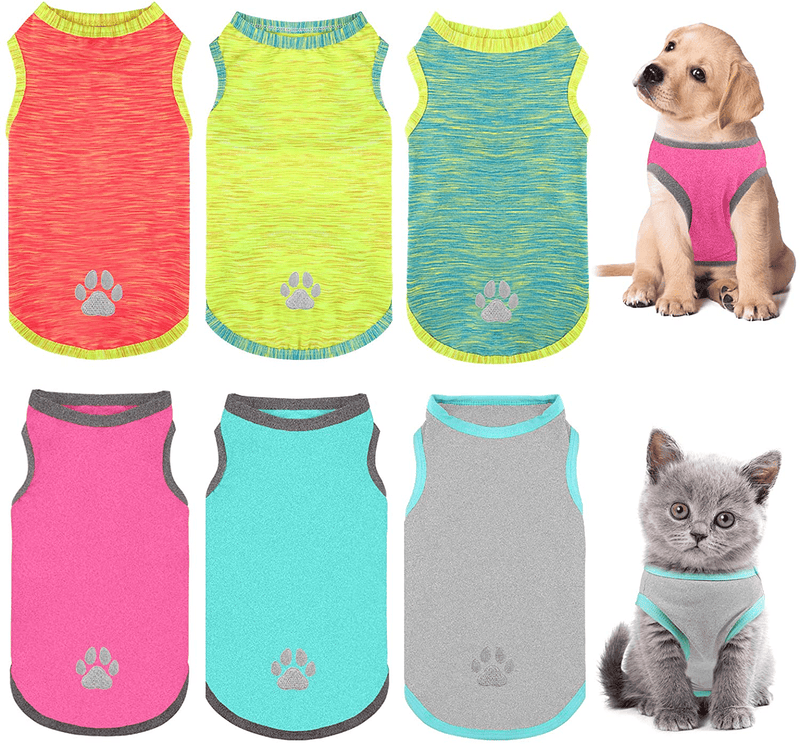 URATOT 6 Pack Pet Sleeveless Vest Dogs Shirts 6 Colors Puppy Outfit Tank Top Sleeveless Vest Cat Shirts Dog Clothes, Small