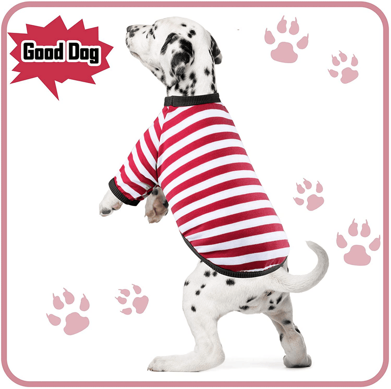 URATOT 9 Pieces Dog Striped T-Shirt Colorful Dog Shirt Pet Breathable Striped Outfits Puppy T-Shirts Apparel for Dog Cat Boy and Girl Pet Puppy Sweatshirt for Small Medium Large Dog Cat (M)