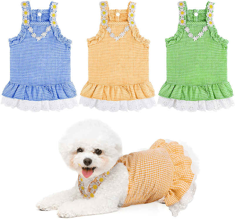 URATOT Dog Dresses Pet Princess Dress Dog Vest Skirt Cute Puppy Dresses Blue Yellow Green Pets Costume Clothing for Pet Cat Dog