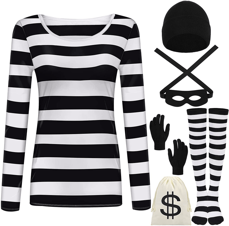 URATOT Women's Robber Costume Set Cosplay Thief Accessories for Halloween Party Apparel & Accessories > Costumes & Accessories > Costumes URATOT X-Large  