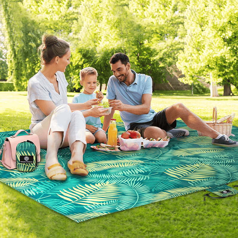 UrbanEco Outdoors Lightweight Beach Blanket - Oversized 107" x 77" - Waterproof Sandproof - Double Anchored for Fun Leisure Beach Blanket - With Stake Pouch and Plastic Stakes - Durable Sand Beach Mat Home & Garden > Lawn & Garden > Outdoor Living > Outdoor Blankets > Picnic Blankets URBANECO OUTDOORS   