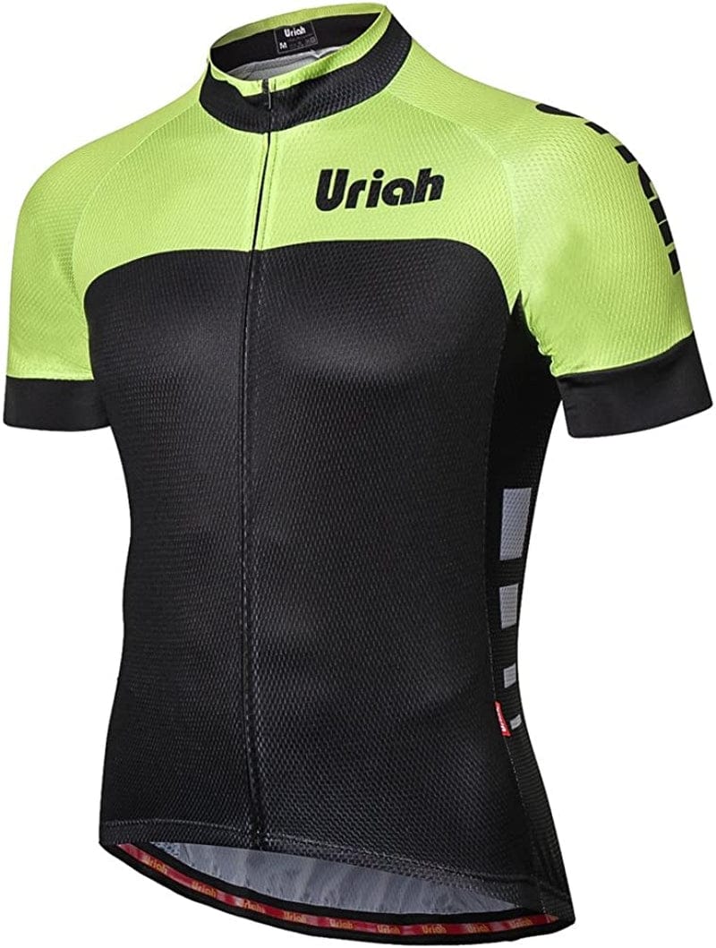 Uriah Men'S Cycling Jersey Short Sleeve Reflective with Rear Zippered Bag Sporting Goods > Outdoor Recreation > Cycling > Cycling Apparel & Accessories Uriah Speed Green X-Large 