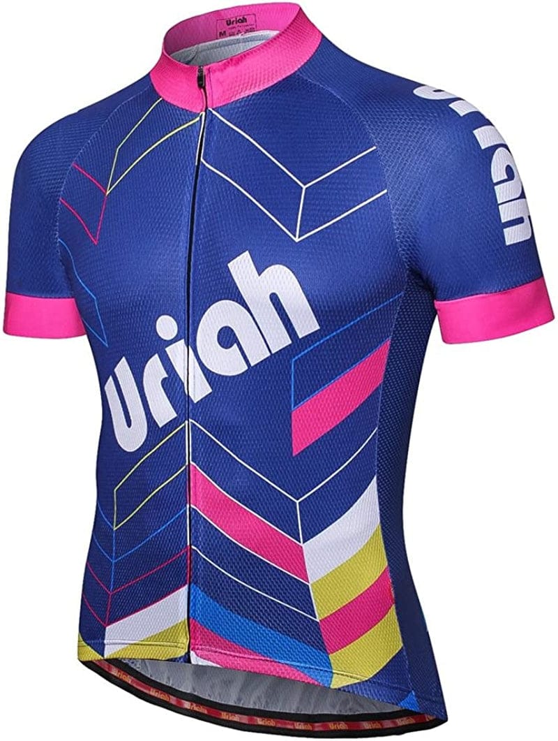 Uriah Men'S Cycling Jersey Short Sleeve Reflective with Rear Zippered Bag Sporting Goods > Outdoor Recreation > Cycling > Cycling Apparel & Accessories Uriah Deep Blue 4X-Large 