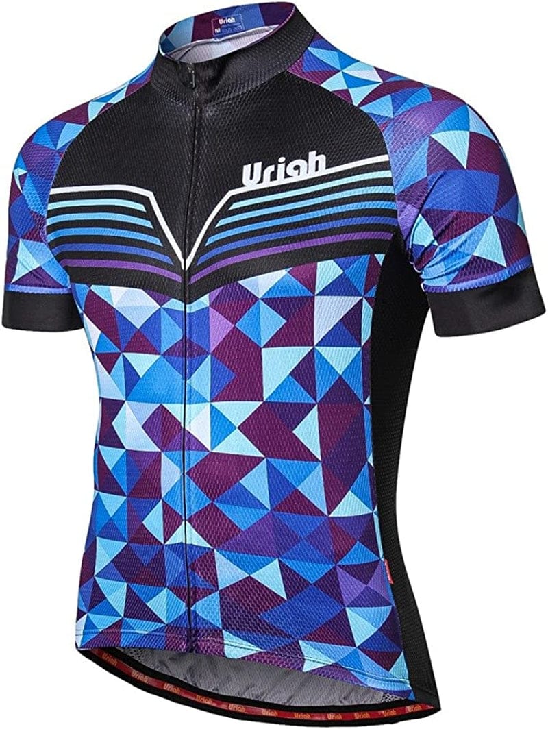 Uriah Men'S Cycling Jersey Short Sleeve Reflective with Rear Zippered Bag Sporting Goods > Outdoor Recreation > Cycling > Cycling Apparel & Accessories Uriah Diamond Blue X-Small 