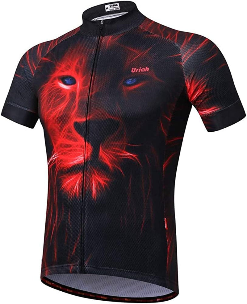 Uriah Men'S Cycling Jersey Short Sleeve Reflective with Rear Zippered Bag Sporting Goods > Outdoor Recreation > Cycling > Cycling Apparel & Accessories Uriah Lion X-Small 