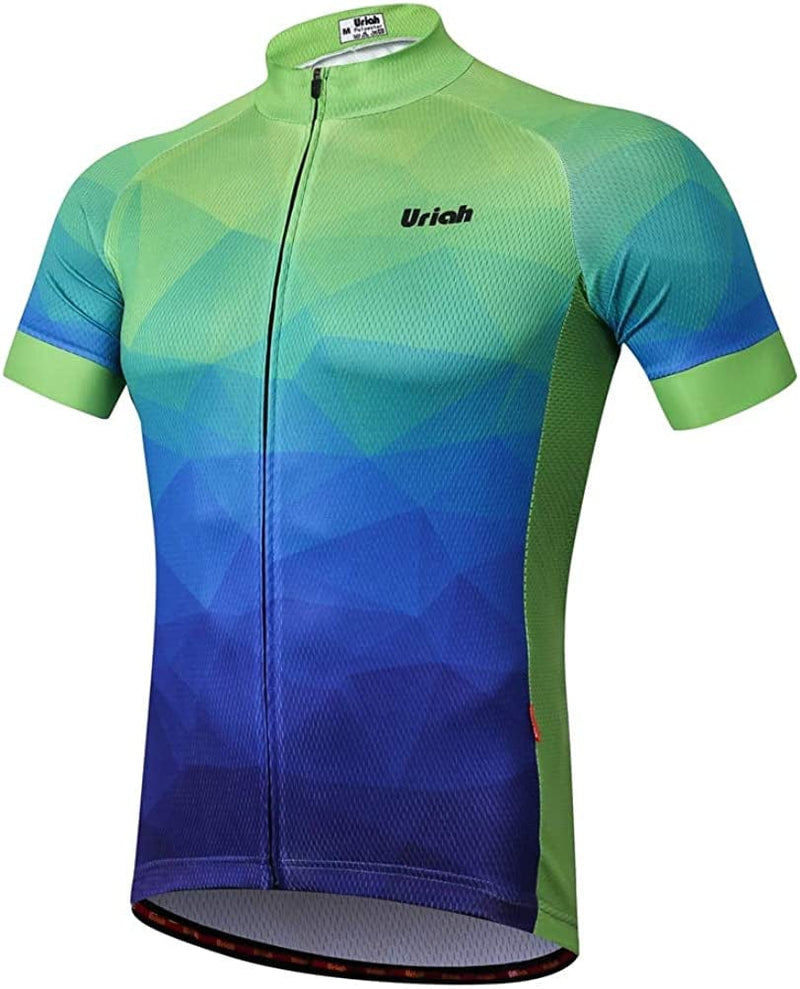 Uriah Men'S Cycling Jersey Short Sleeve Reflective with Rear Zippered Bag Sporting Goods > Outdoor Recreation > Cycling > Cycling Apparel & Accessories Uriah Green Dream X-Small 