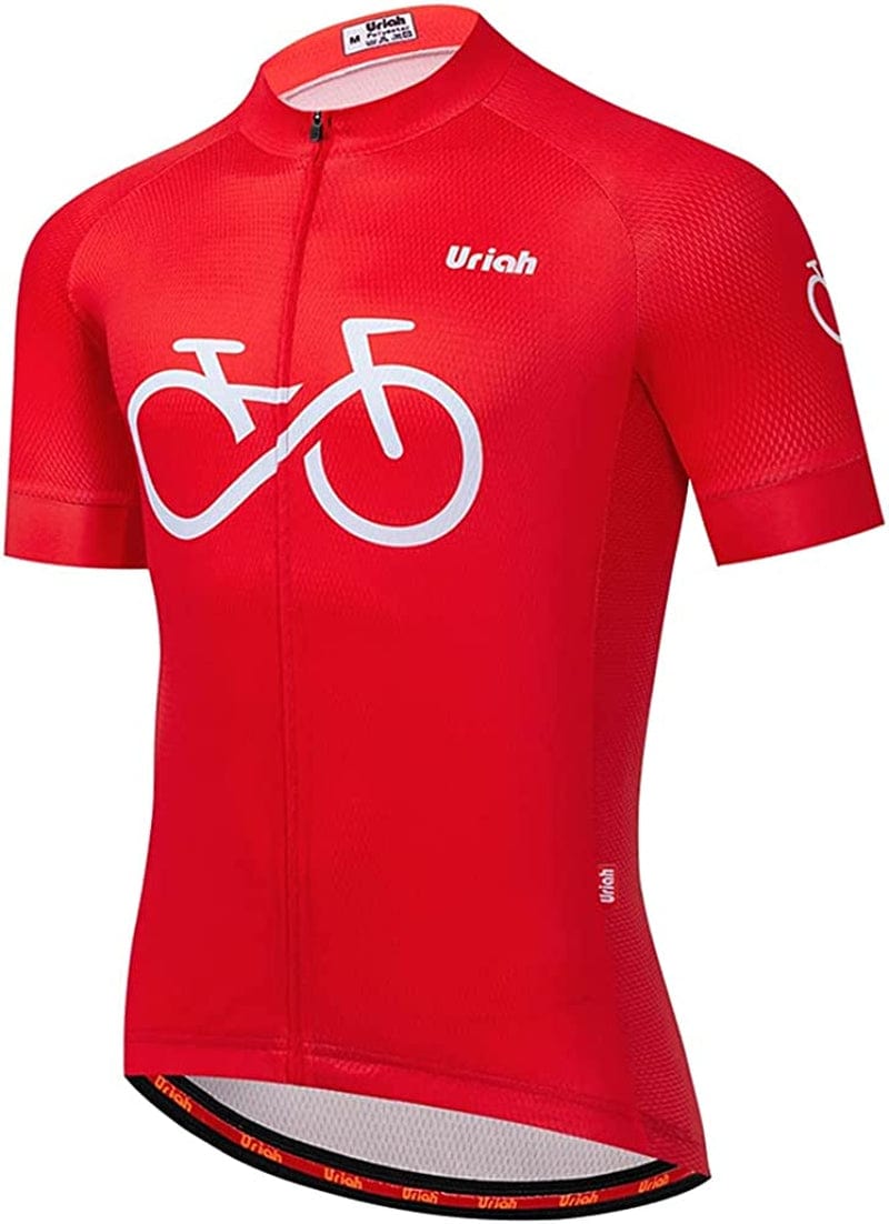 Uriah Men'S Cycling Jersey Short Sleeve Reflective with Rear Zippered Bag Sporting Goods > Outdoor Recreation > Cycling > Cycling Apparel & Accessories Uriah Red Bike X-Small 