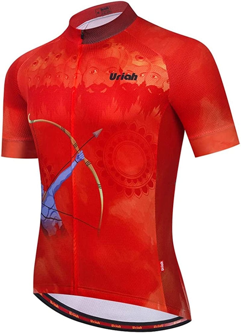 Uriah Men'S Cycling Jersey Short Sleeve Reflective with Rear Zippered Bag Sporting Goods > Outdoor Recreation > Cycling > Cycling Apparel & Accessories Uriah Blazing Sun X-Small 