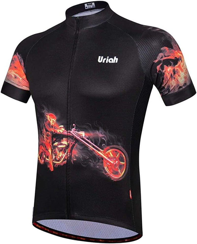 Uriah Men'S Cycling Jersey Short Sleeve Reflective with Rear Zippered Bag Sporting Goods > Outdoor Recreation > Cycling > Cycling Apparel & Accessories Uriah Skull Motorcycle 4X-Large 