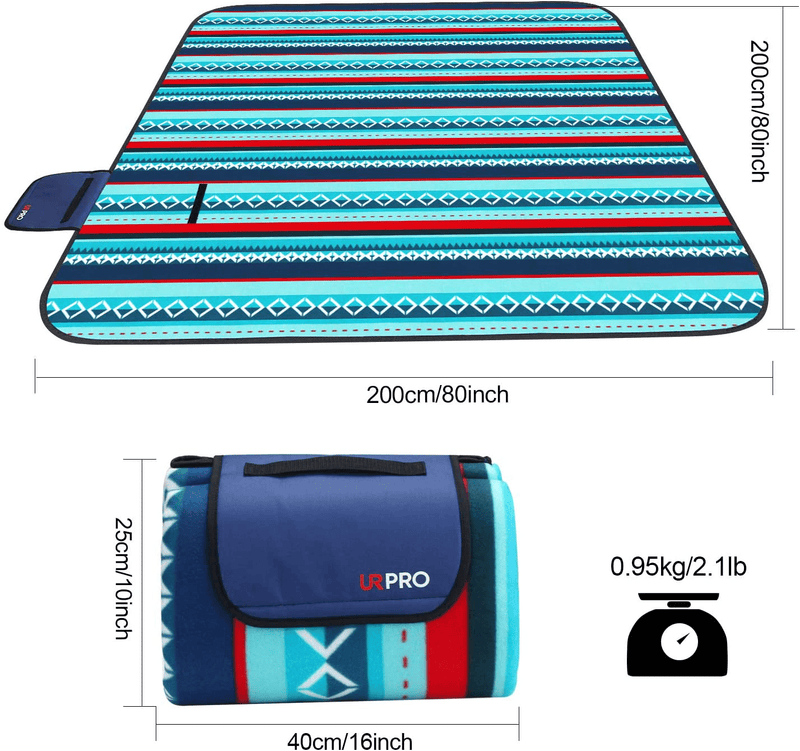 URPRO 80 X 80 Inch Extra Large Picnic Blanket Mat, Outdoor Blanket with Waterproof Backing for Camping, Park, Beach, Hiking, Family Home & Garden > Lawn & Garden > Outdoor Living > Outdoor Blankets > Picnic Blankets ONE WORLD COMPANY   