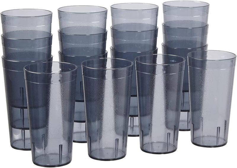 US Acrylic Café 20-Ounce Plastic Restaurant Style Lightweight Stackable Beverage Tumblers | Reusable, Bpa-Free, Made in the USA, Top-Rack Dishwasher Safe | Water Cups Set of 16 in 4 Coastal Colors Home & Garden > Kitchen & Dining > Tableware > Drinkware US Acrylic Gray  