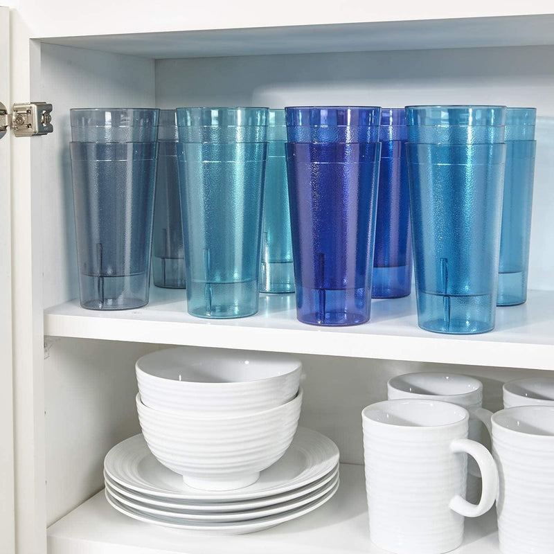 US Acrylic Café 20-Ounce Plastic Restaurant Style Lightweight Stackable Beverage Tumblers | Reusable, Bpa-Free, Made in the USA, Top-Rack Dishwasher Safe | Water Cups Set of 16 in 4 Coastal Colors Home & Garden > Kitchen & Dining > Tableware > Drinkware US Acrylic   