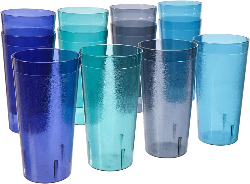 US Acrylic Café 32 Ounce Plastic Restaurant Style Stackable Iced Tea Tumblers in 4 Coastal Colors, Value Set of 12 Drinking Cups, Reusable, Bpa-Free, Made in the USA, Top-Rack Dishwasher Safe Home & Garden > Kitchen & Dining > Tableware > Drinkware US Acrylic Coastal  
