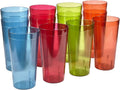 US Acrylic Café 32 Ounce Plastic Restaurant Style Stackable Iced Tea Tumblers in 4 Coastal Colors, Value Set of 12 Drinking Cups, Reusable, Bpa-Free, Made in the USA, Top-Rack Dishwasher Safe Home & Garden > Kitchen & Dining > Tableware > Drinkware US Acrylic Assorted  