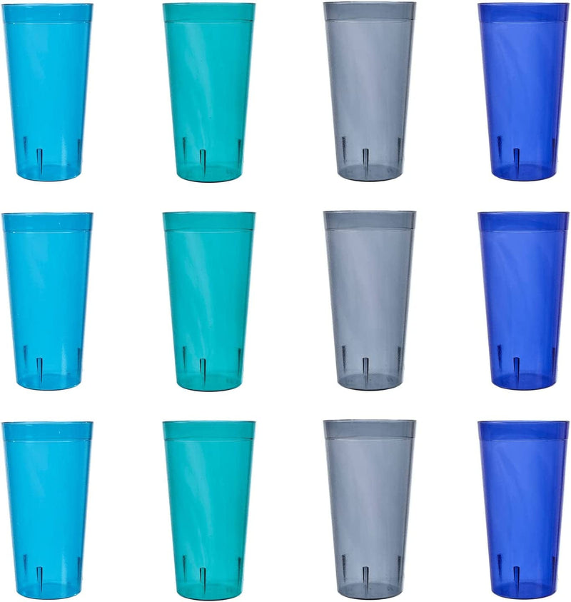 US Acrylic Café 32 Ounce Plastic Restaurant Style Stackable Iced Tea Tumblers in 4 Coastal Colors, Value Set of 12 Drinking Cups, Reusable, Bpa-Free, Made in the USA, Top-Rack Dishwasher Safe Home & Garden > Kitchen & Dining > Tableware > Drinkware US Acrylic   