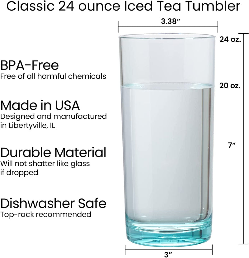 US Acrylic Classic 24 Ounce Premium Quality Plastic Iced Tea Tumblers in Coastal Mist Colors | Set of 6 Drinking Cups | Reusable, Bpa-Free, Made in the USA, Top-Rack Dishwasher Safe Home & Garden > Kitchen & Dining > Tableware > Drinkware US Acrylic   