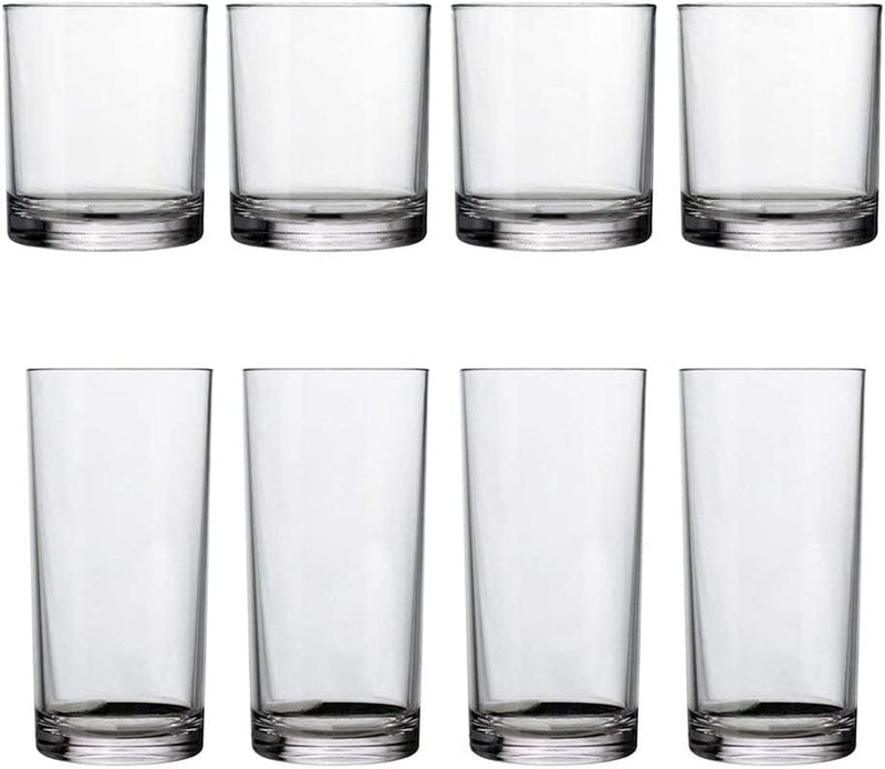 US Acrylic Classic 8 Piece Premium Quality Plastic Cups in Clear | 4 Each: 12 Ounce Rocks and 16 Ounce Water Drinking Glasses | Reusable, Bpa-Free, Made in the USA, Top-Rack Dishwasher Safe Home & Garden > Kitchen & Dining > Barware US Acrylic   