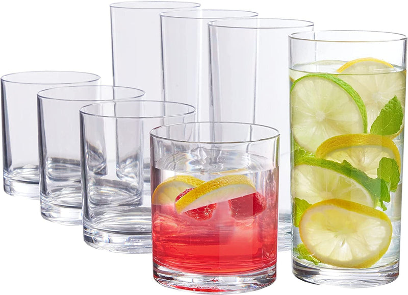 US Acrylic Classic 8 Piece Premium Quality Plastic Cups in Clear | 4 Each: 12 Ounce Rocks and 16 Ounce Water Drinking Glasses | Reusable, Bpa-Free, Made in the USA, Top-Rack Dishwasher Safe Home & Garden > Kitchen & Dining > Barware US Acrylic Water/Rocks Tumblers  