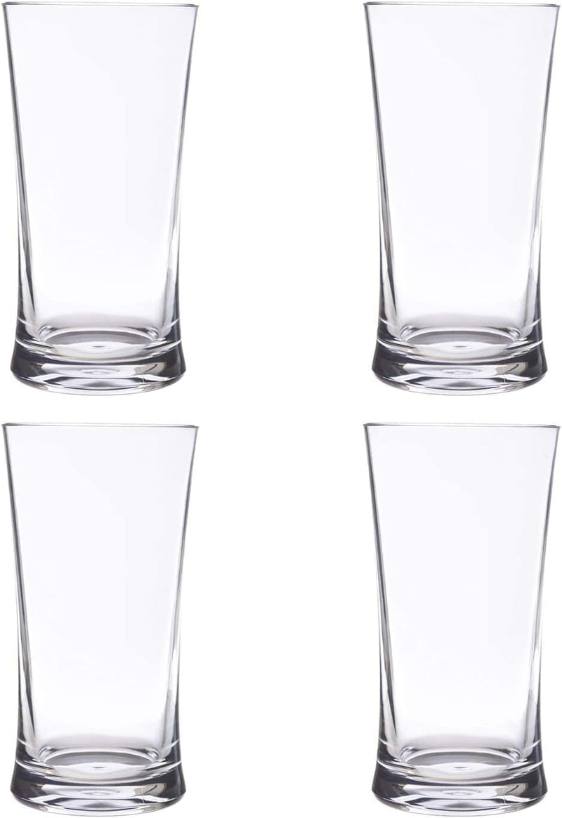 US Acrylic Emme 17 Ounce Unbreakable Tritan Water Tumblers in Clear | Set of 4 Drinking Cups | Reusable, Bpa-Free, Made in the USA, Top-Rack Dishwasher Safe