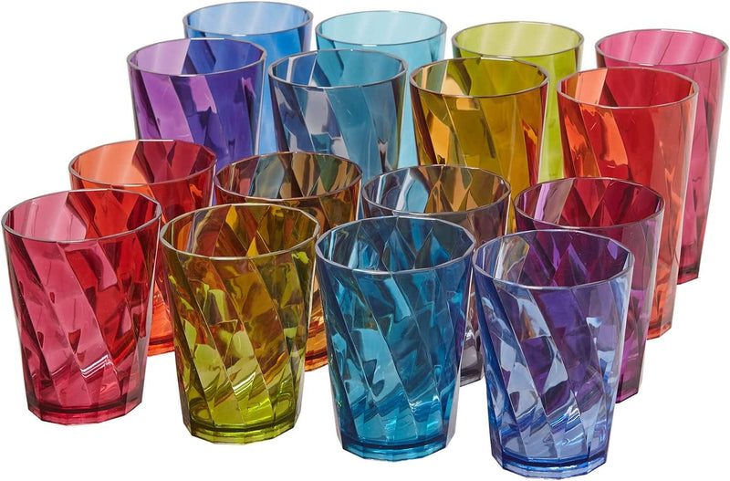 US Acrylic Optix 16-Piece Plastic Stackable Tumblers in Jewel Tone Colors | 8 Each: 14-Ounce Rocks and 20-Ounce Water Drinking Cups | Reusable, Bpa-Free, Made in the USA, Top-Rack Dishwasher Safe Home & Garden > Kitchen & Dining > Tableware > Drinkware US Acrylic   