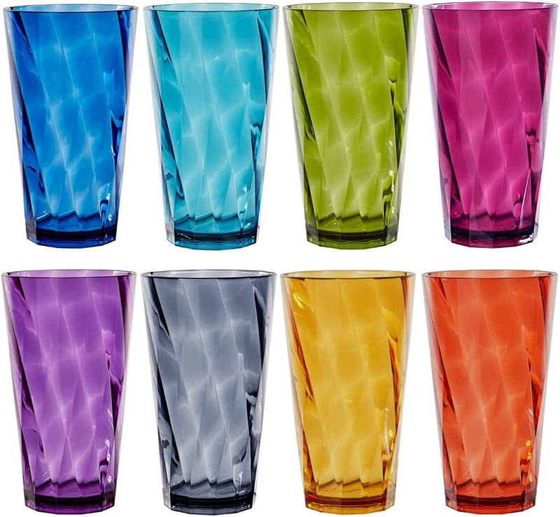 US Acrylic Optix 16-Piece Plastic Stackable Tumblers in Jewel Tone Colors | 8 Each: 14-Ounce Rocks and 20-Ounce Water Drinking Cups | Reusable, Bpa-Free, Made in the USA, Top-Rack Dishwasher Safe Home & Garden > Kitchen & Dining > Tableware > Drinkware US Acrylic 20-ounce  