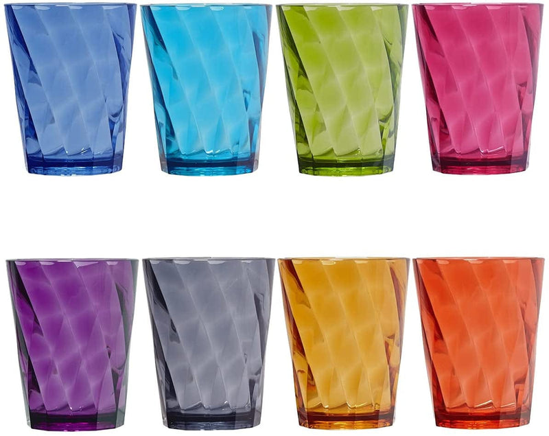 US Acrylic Optix 16-Piece Plastic Stackable Tumblers in Jewel Tone Colors | 8 Each: 14-Ounce Rocks and 20-Ounce Water Drinking Cups | Reusable, Bpa-Free, Made in the USA, Top-Rack Dishwasher Safe Home & Garden > Kitchen & Dining > Tableware > Drinkware US Acrylic 14-ounce  