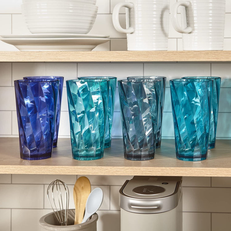 US Acrylic Optix 20 Ounce Plastic Stackable Water Tumblers in 4 Coastal Colors | Set of 8 Drinking Cups | Reusable Bpa-Free, Made in the USA, Top-Rack Dishwasher Safe Home & Garden > Kitchen & Dining > Tableware > Drinkware US Acrylic   
