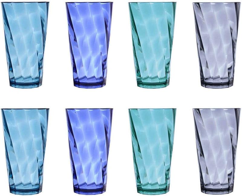 US Acrylic Optix 20 Ounce Plastic Stackable Water Tumblers in 4 Coastal Colors | Set of 8 Drinking Cups | Reusable Bpa-Free, Made in the USA, Top-Rack Dishwasher Safe Home & Garden > Kitchen & Dining > Tableware > Drinkware US Acrylic   