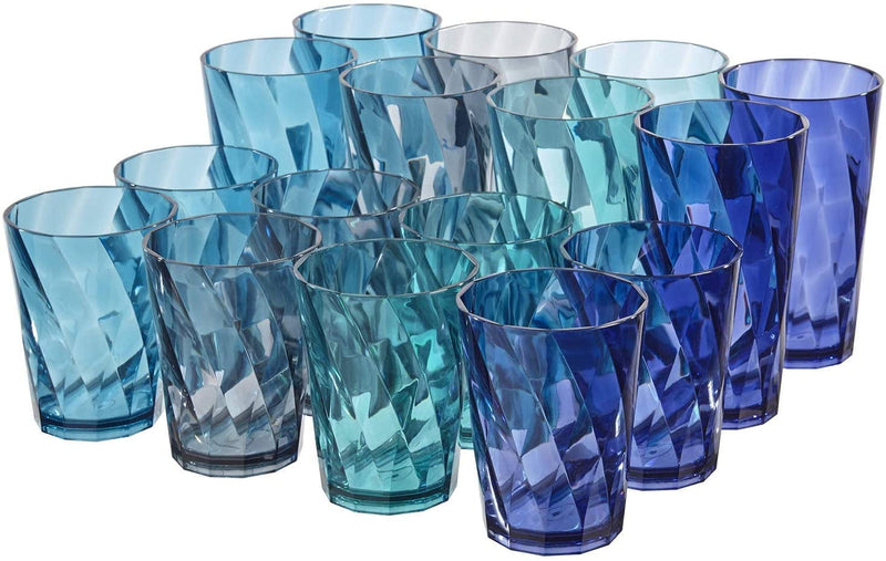 US Acrylic Optix 20 Ounce Plastic Stackable Water Tumblers in 4 Coastal Colors | Set of 8 Drinking Cups | Reusable Bpa-Free, Made in the USA, Top-Rack Dishwasher Safe
