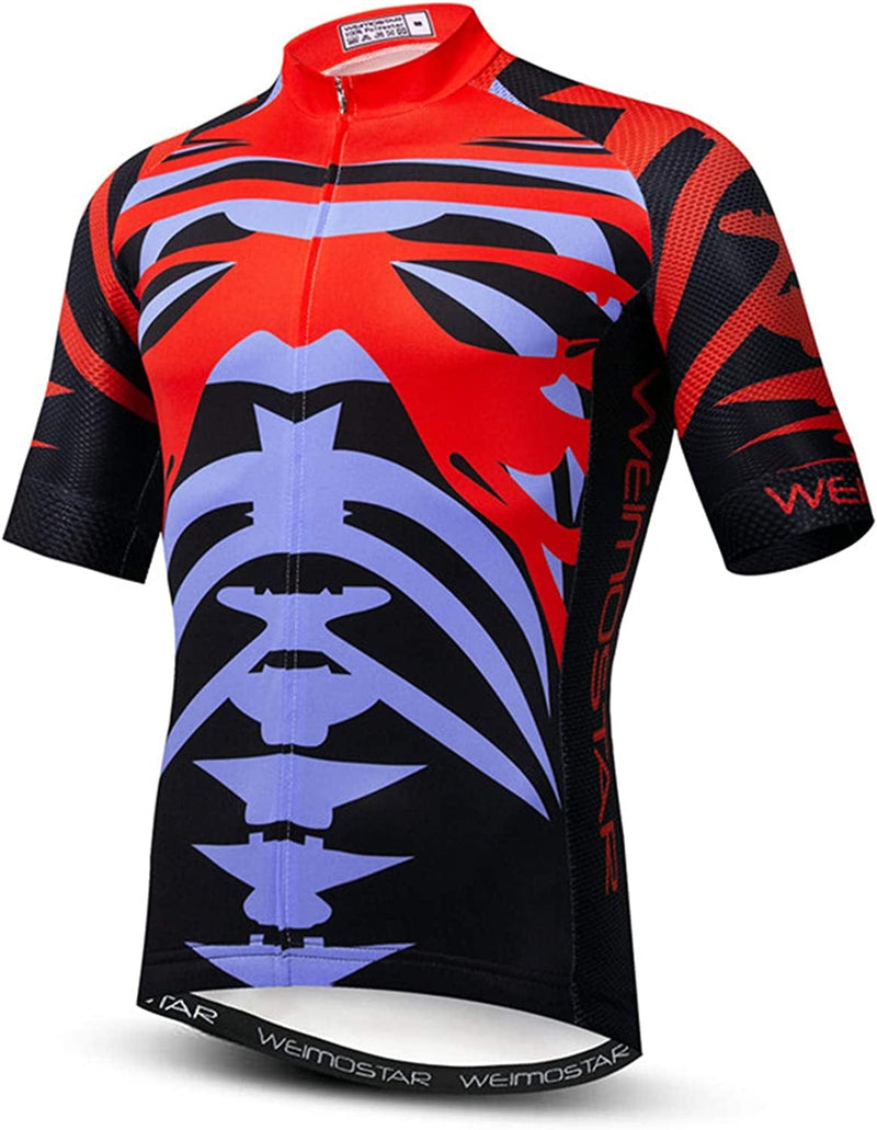 USA Cycling Jersey Men MTB Road Bike Shirt Summer Biking Tops Short Sleeve Cycle Clothes Sports Wear Breathable Quick Dry Sporting Goods > Outdoor Recreation > Cycling > Cycling Apparel & Accessories JPOJPO Skull Red 3X-Large 