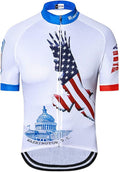 USA Cycling Jersey Men MTB Road Bike Shirt Summer Biking Tops Short Sleeve Cycle Clothes Sports Wear Breathable Quick Dry Sporting Goods > Outdoor Recreation > Cycling > Cycling Apparel & Accessories JPOJPO White Medium 