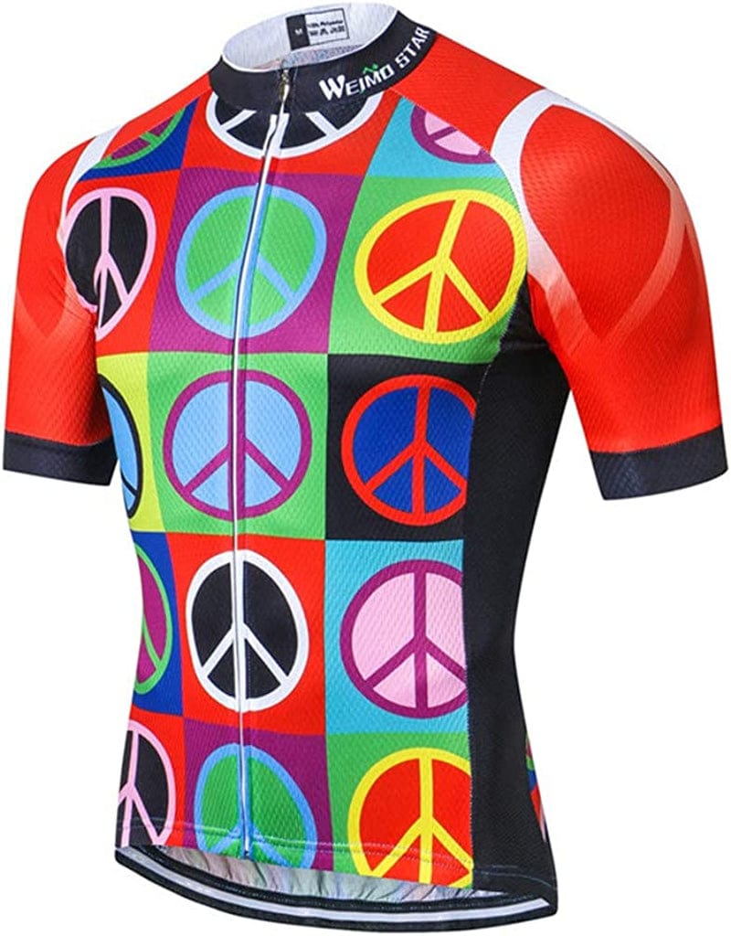 USA Cycling Jersey Men MTB Road Bike Shirt Summer Biking Tops Short Sleeve Cycle Clothes Sports Wear Breathable Quick Dry Sporting Goods > Outdoor Recreation > Cycling > Cycling Apparel & Accessories JPOJPO Colorful 3X-Large 