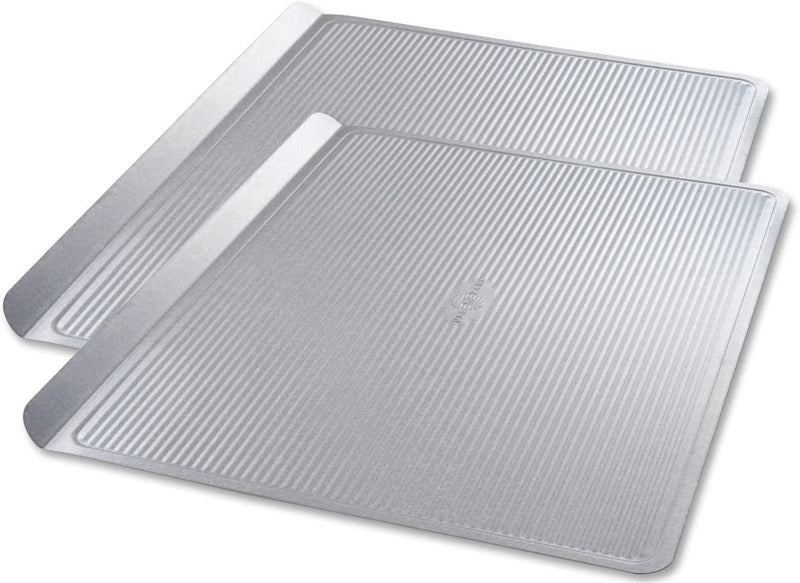 USA Pan Bakeware Cookie Sheet, Large, Warp Resistant Nonstick Baking Pan, Made in the USA from Aluminized Steel,Silver Home & Garden > Kitchen & Dining > Cookware & Bakeware USA Pan Large - Set of 2  