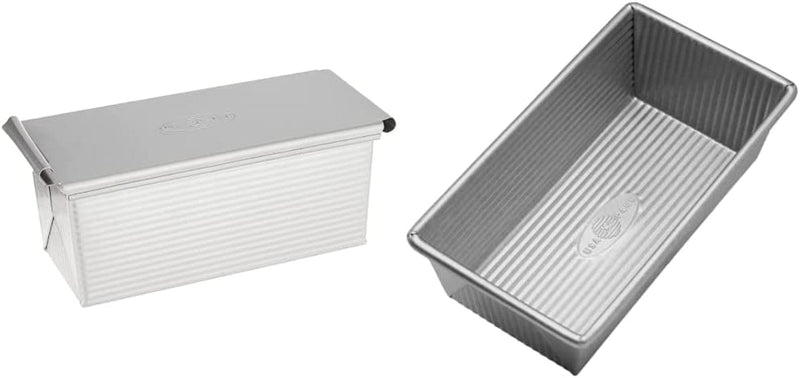 USA Pan Bakeware Pullman Loaf Pan with Cover, 13 X 4 Inch, Nonstick & Quick Release Coating, Made in the USA from Aluminized Steel