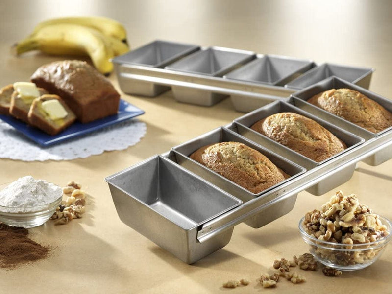 USA Pan Bakeware Strapped Mini Loaf Pan, 4 Loaves, Nonstick & Quick Release Coating, Made in the USA from Aluminized Steel Home & Garden > Kitchen & Dining > Cookware & Bakeware USA Pan   