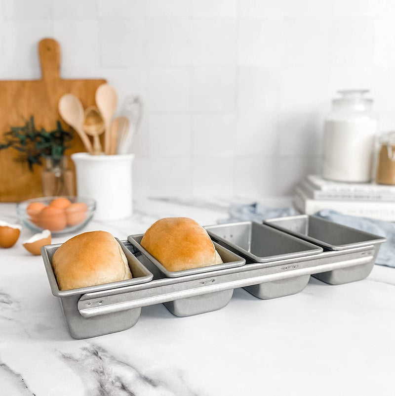 USA Pan Bakeware Strapped Mini Loaf Pan, 4 Loaves, Nonstick & Quick Release Coating, Made in the USA from Aluminized Steel Home & Garden > Kitchen & Dining > Cookware & Bakeware USA Pan   